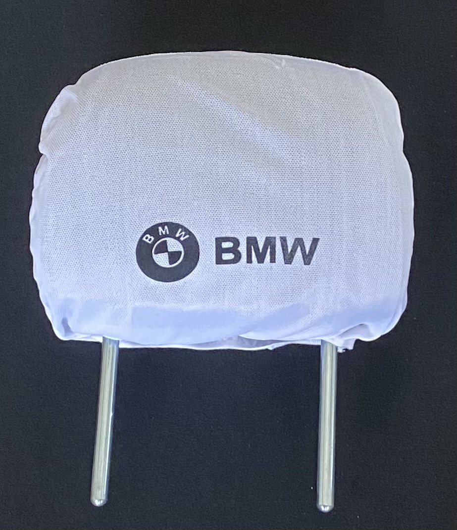 Fehér BMW fejtámla huzat logóval - 2db