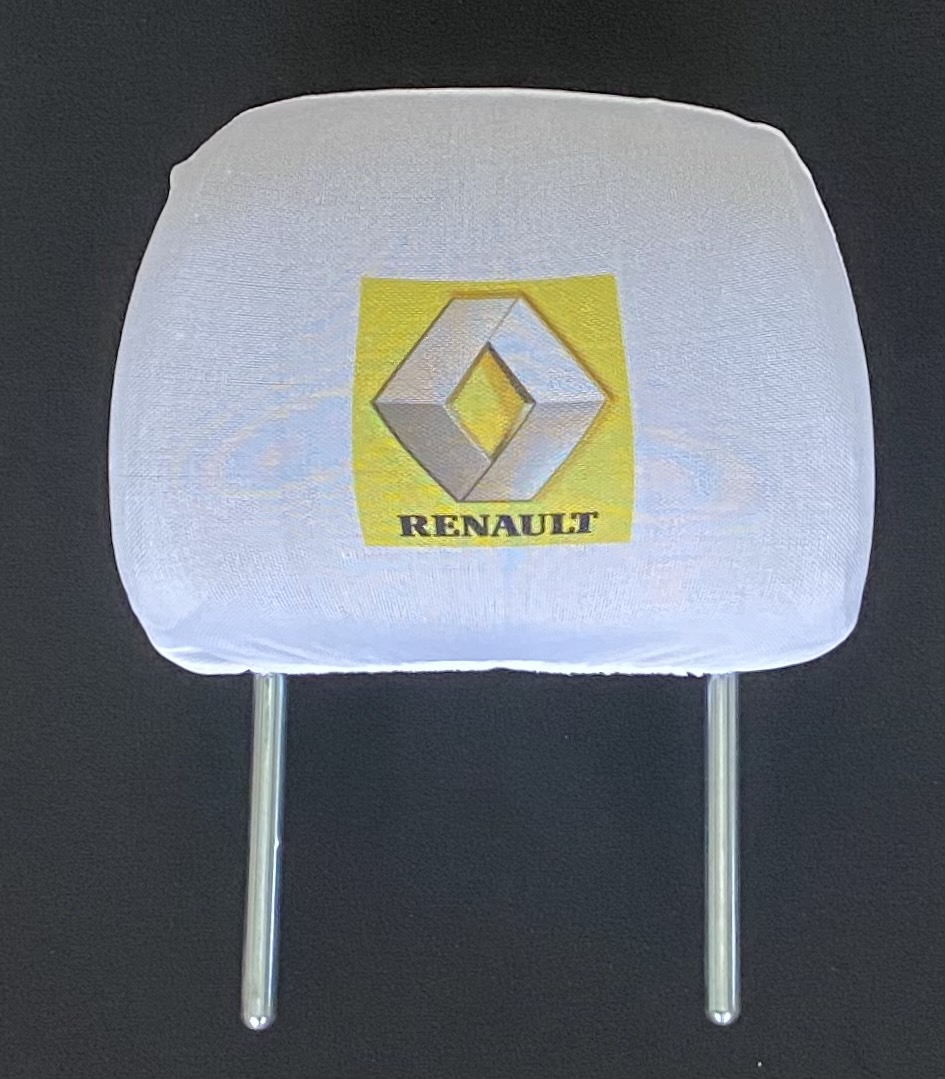 Fehér RENAULT fejtámla huzat logóval - 2db