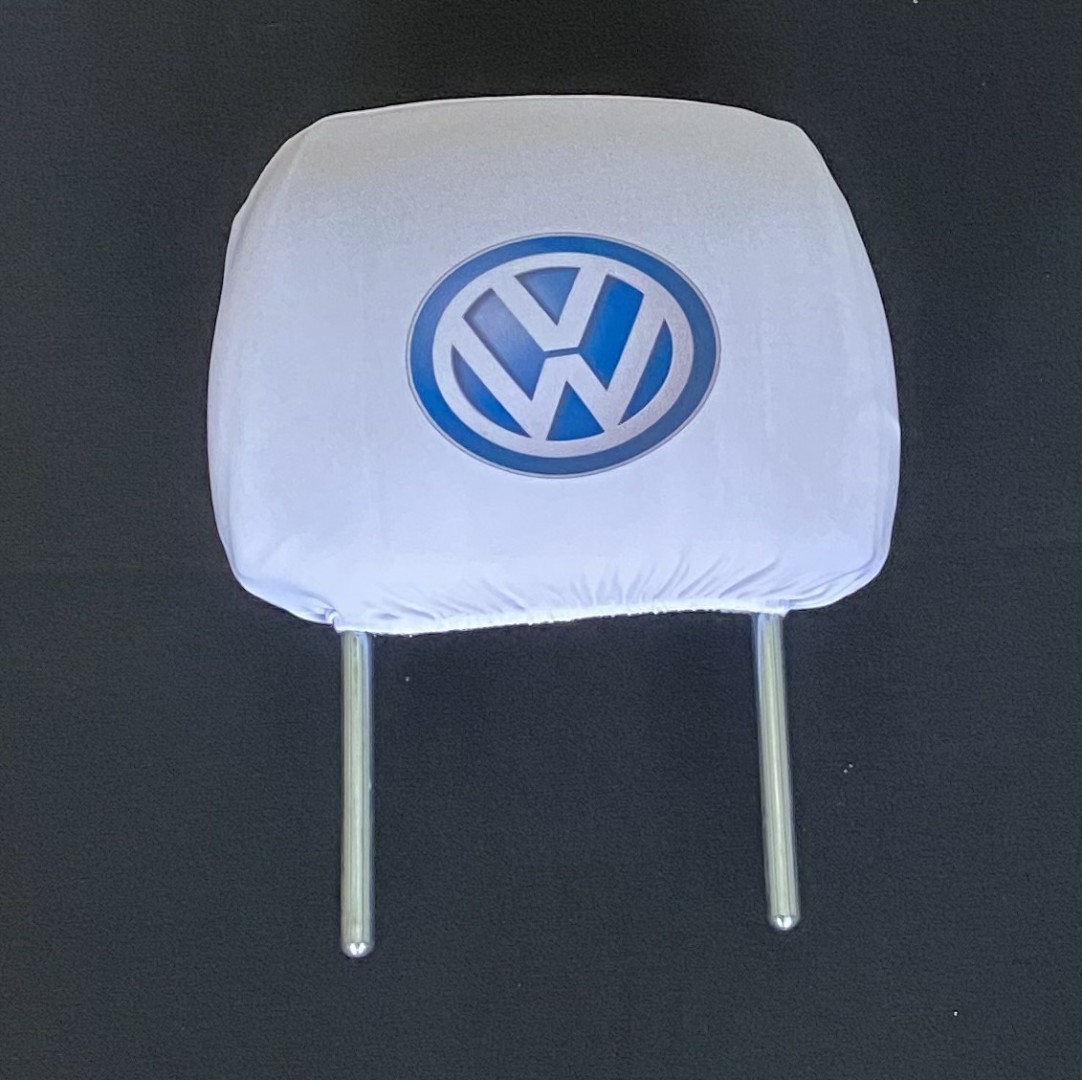 Fehér VOLKSWAGEN fejtámla huzat logóval - 2db